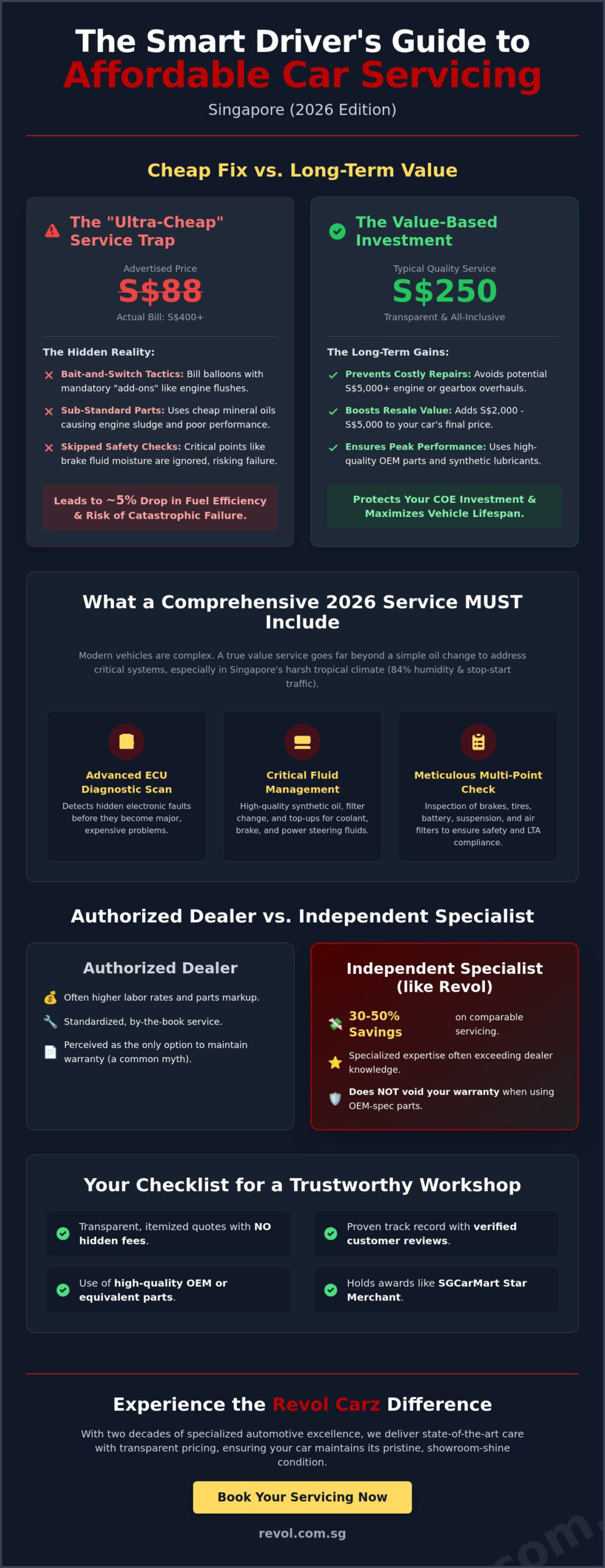 Affordable Car Servicing in Singapore: 2026 Guide to Value and Reliability - Infographic